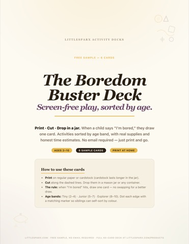 Boredom Buster Deck — Free Sample printable preview
